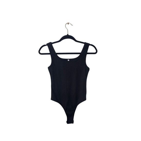 Tops - Black Ribbed Bodysuit With Snap Closure - Size S